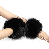 sy soul young Women's Faux Fur Wrist Cuffs Winter Fox Furry Wristbands Fluffy Fur Cuff Bracelet Arm Warmer Accessories