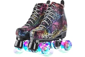 PERZCARE Roller Skates for Women,Double Row 4 Wheels Shiny Quad Men Skates,PU Leather High-top Roller Skates for Girls/Boys/Ladies/Unisex Indoor/Outdoor
