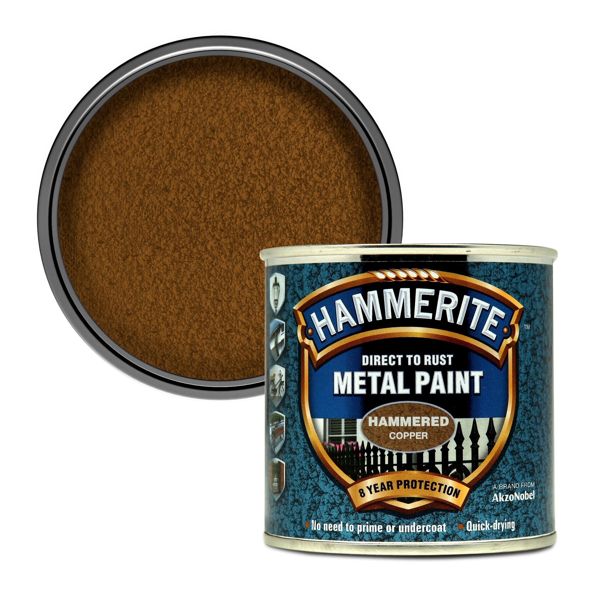 Hammerite 5084822 Direct to Rust Metal Paint - Hammered Copper Finish 250ML