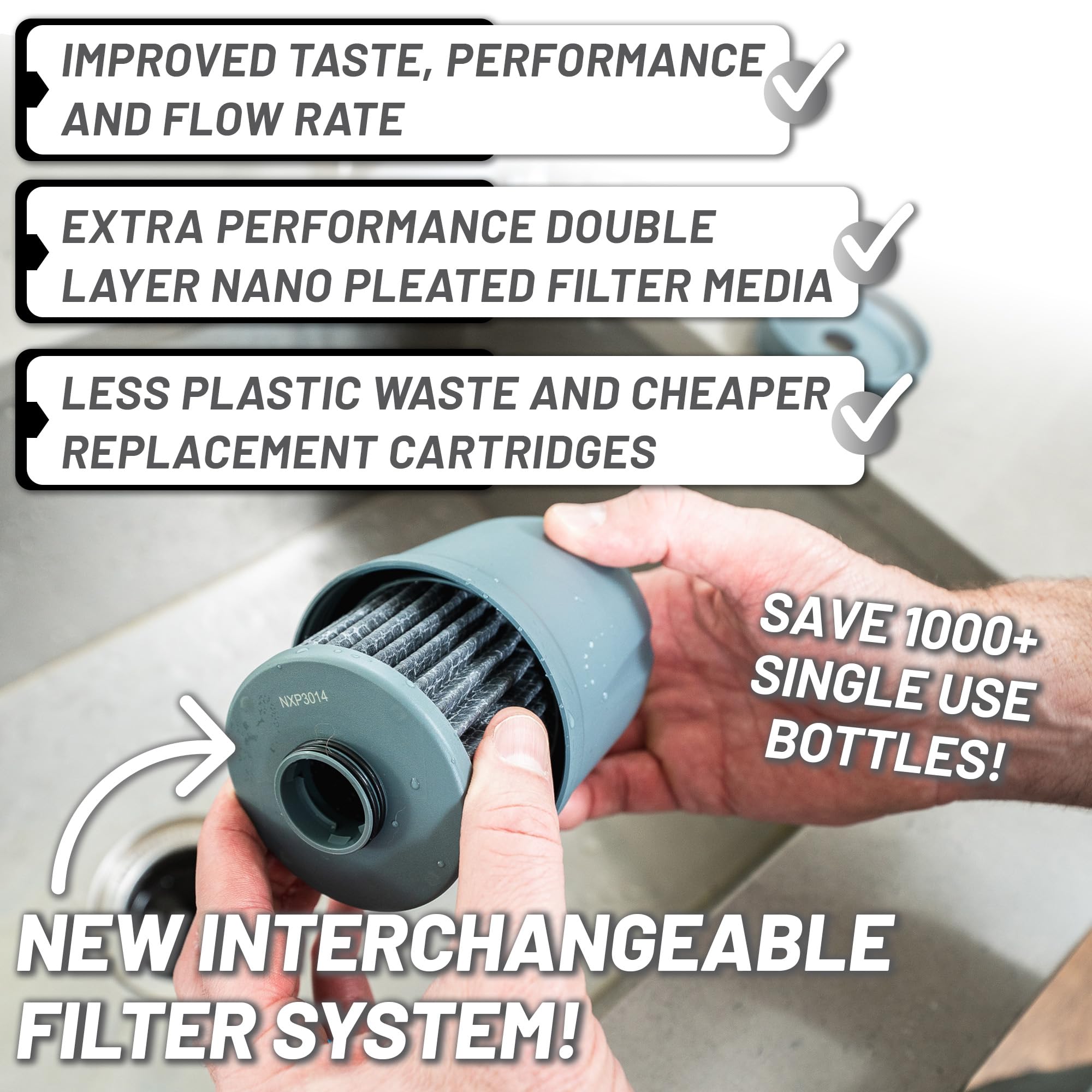 Epic Water Filters REPLACEMENT FILTER for Epic Nano XP Water Filter Pitcher or Dispenser. Nanofiltration Removes Bacteria, Virus, Cyst, Lead, Chromium 6, PFOS, PFOA, Heavy Metals, Pesticides