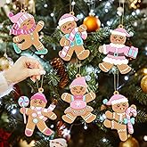 Whaline 18 Pcs Christmas Gingerbread Man Ornaments for Christmas Tree Pink Blue Gingerbread Man Candy Cane Hanging Ornament Decoration for Xmas Tree Winter Holiday Party Supplies