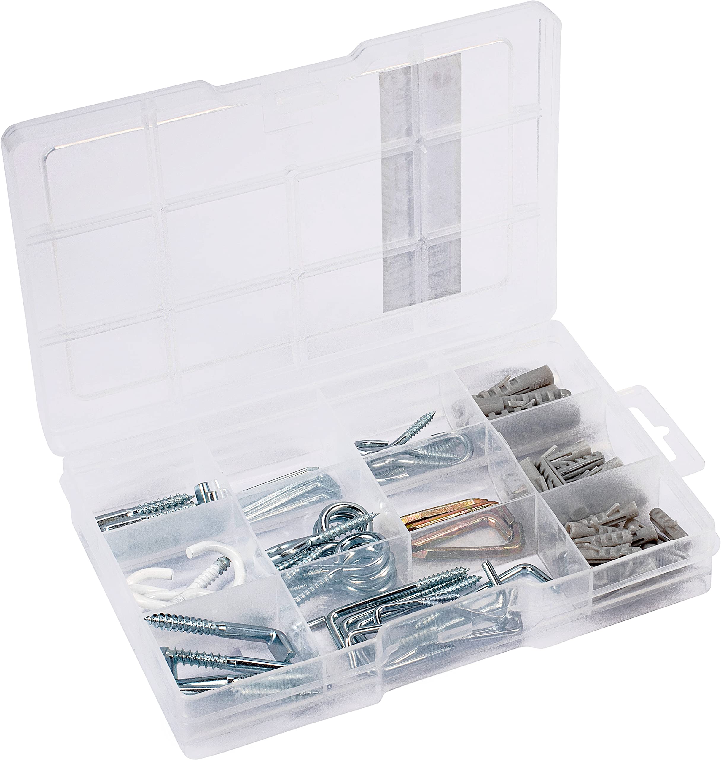 Connex Screw Hook Assortment 78 Pieces – Various Hooks & Dowels in Set – Pre-Sorted in Practical Plastic Box – Suitable for Hanging All Types/Hook Set/Assortment Box / DP8500123 — image 1