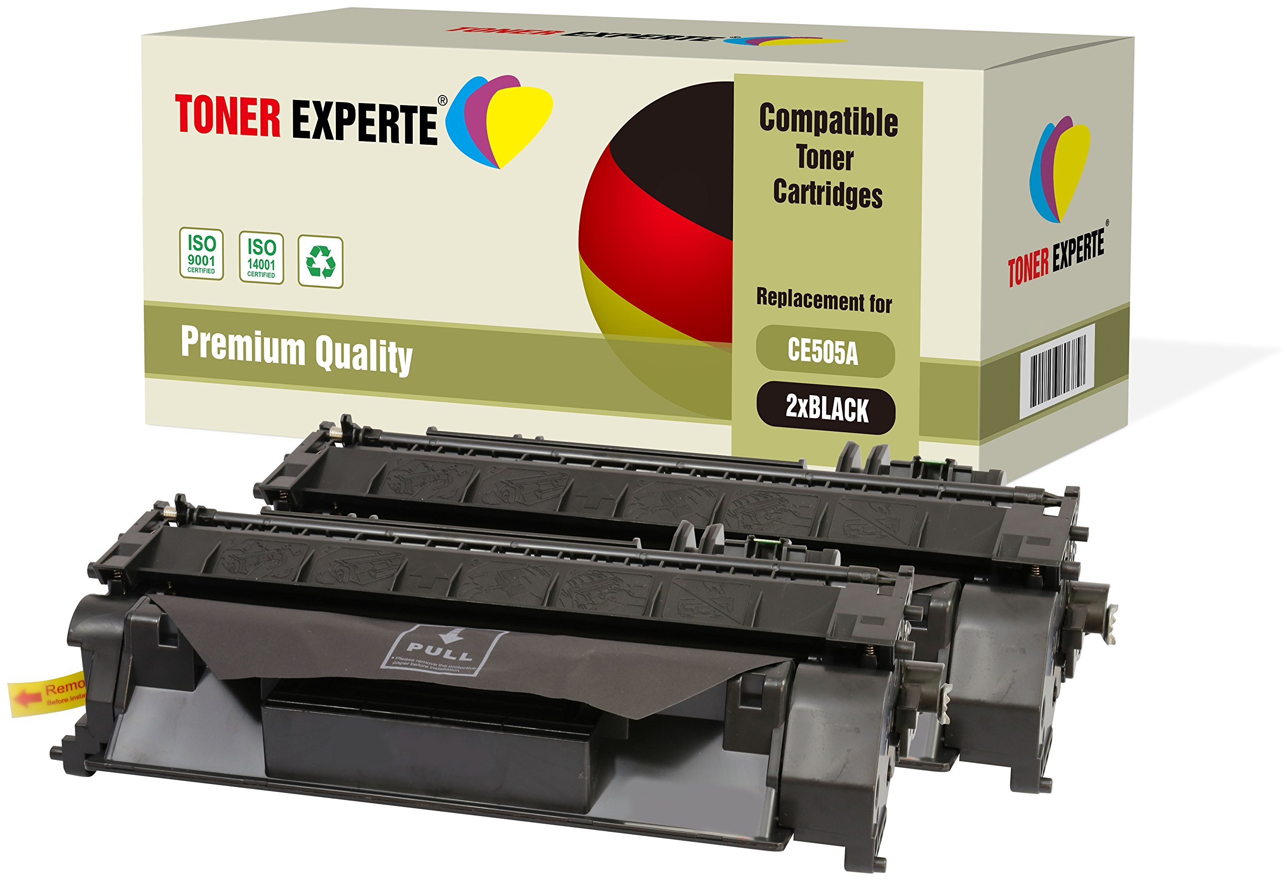 TONER EXPERTE 2-Pack Compatible with CE505A 05A Premium Toner Cartridges Replacement for LaserJet P2033 P2034 P2035 P2036 P2037 P2050 P2054 P2055 P2055d P2055dn P2055x LBP-6680x MF-6140dn
