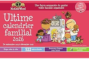 2026 MotherWord Ultimate Fridge Magnetic Hanging Family Calendar, 16-Month Family Planner, Sept 2025 - Dec 2026, French, Medi