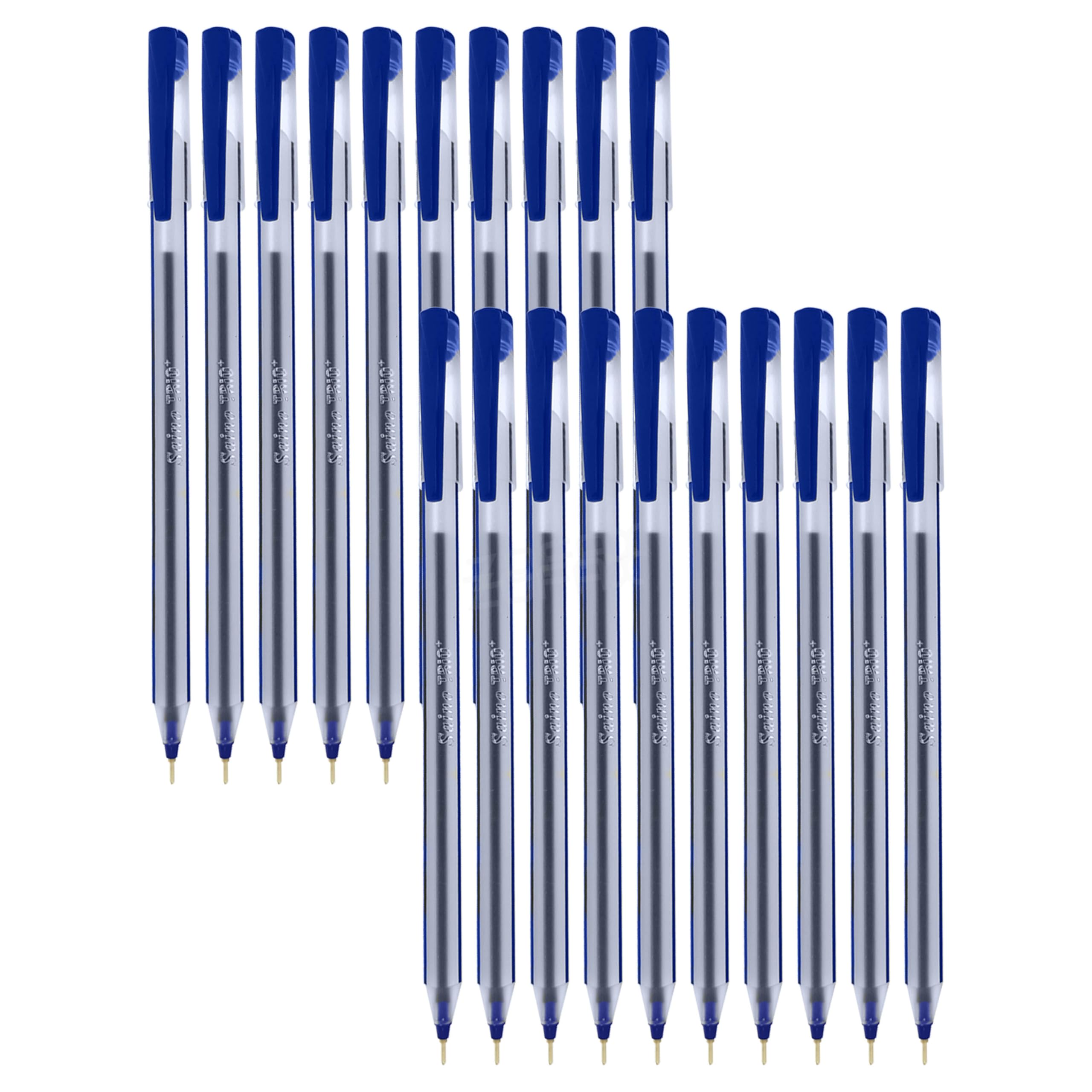 SAINO Trio+ Ballpoint Pens, BLUE, Fine Point (0.7mm), Pack of 20, Multipack, Perfect Trio Grip, Smooth Ball Pens, Ideal for School Home Office Use