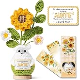 Valentines Aunt Gifts from Niece Nephew, Best Aunt Birthday Gifts Ideas for Auntie, Best Auntie Valentines Birthday Gift for Aunts, Handmade Emotional Support Crochet Positive Crochet Sunflower Gift