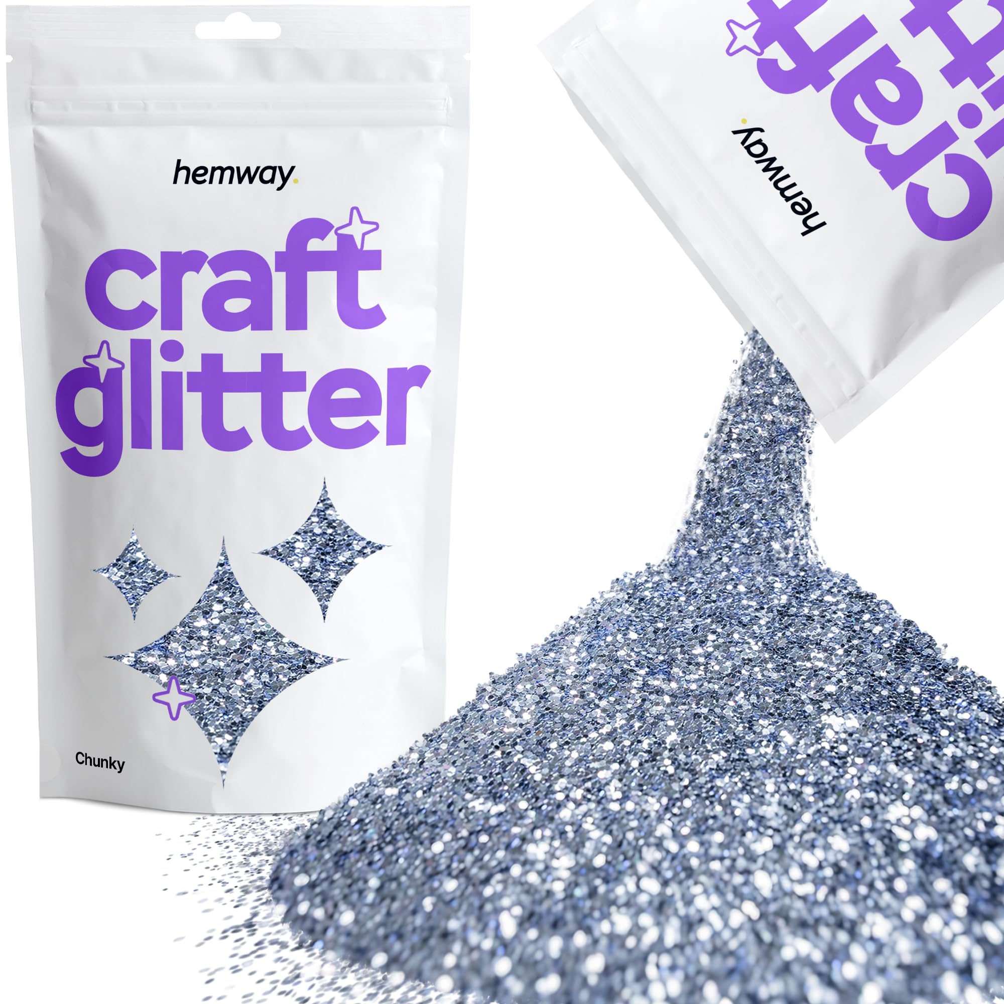 Hemway Craft Glitter Azure 100g Chunky Glitter for Crafts, Resin, Cosmetic, Nail, Face, Body, Festival, Tumblers, Art, Candle, Crafting