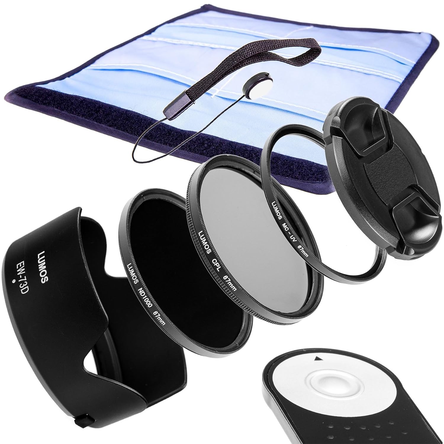Lumos Remote Shutter Release RC-6 Bayonet Lens Hood EW 73D ND1000 filter  CPL MC UV Filter Lens Cap Holder 67 mm Case Accessory Set for Canon Lens  EF-S ...