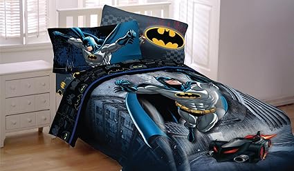 Dc Comics Batman Guardian Speed Bedding Set With Reversible Comforter 4 Pc Full Sheet Set Window Panels
