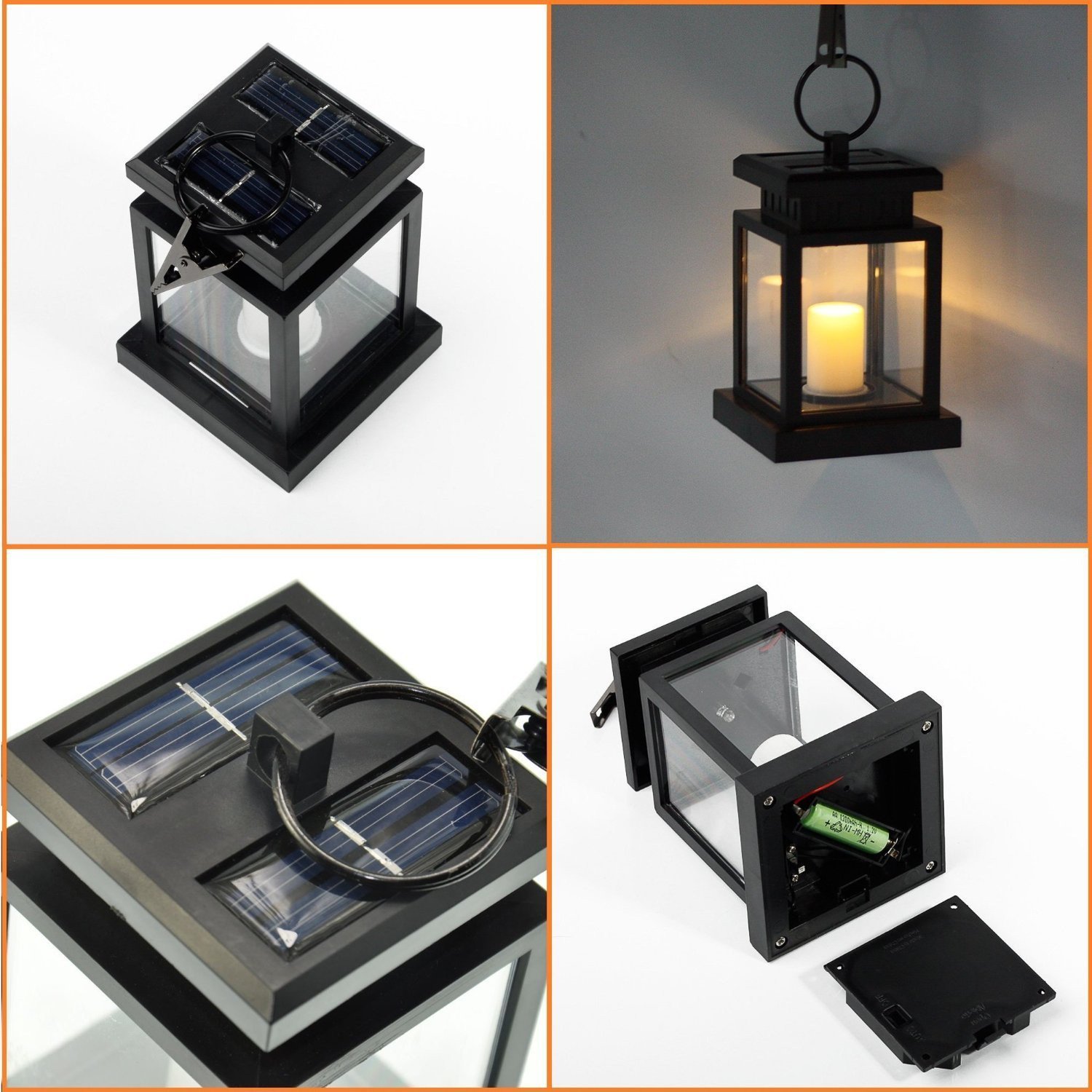 Meio Solar Mission Lantern, Hanging Solar Lantern,Solar Powered Waterproof Hanging Umbrella Lantern Candle Lights, Lighting & Decoration(4 Pack)