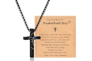 ACOGVN Baseball Soccer Basketball Football Necklace Gifts for Boys Kids, Sports Stuff Accessories Cross Necklace Jewelry for Little Boys Birthday Christmas Valentines Easter Baptism Communion Graduation Gifts