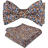Alizeal Mens 2pcs Floral Self-tied Bow Tie with Pocket Square Colorful Tie Set