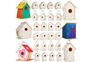ILHSTY 30 Pack Large DIY Wooden Bird Houses Kits for Kids, Kids Crafts Wood Houses for Parties, DIY Crafts and Art Birdhouse Kits for Children to Build and Design