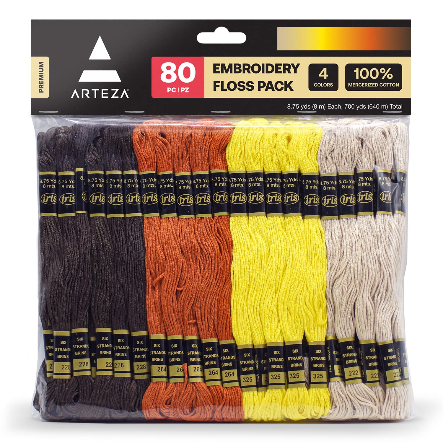 ARTEZA Embroidery Thread, 80 Skeins, Dark