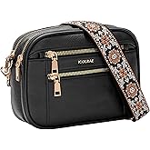 ICOLRAE Quilted Crossbody Bags For Women Vegan Leather Small Purses Wide Strap Medium Lightweight Shoulder Handbags