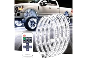 Tavaray 4PCS 15.5" Super Bright Double Row Pure White Wheel Lights, Remote Control with Flashing Modes, IP67 Waterproof, 6500K LED Wheel Ring Lights for Trucks Cars SUV Pickup Vehicles Offroad