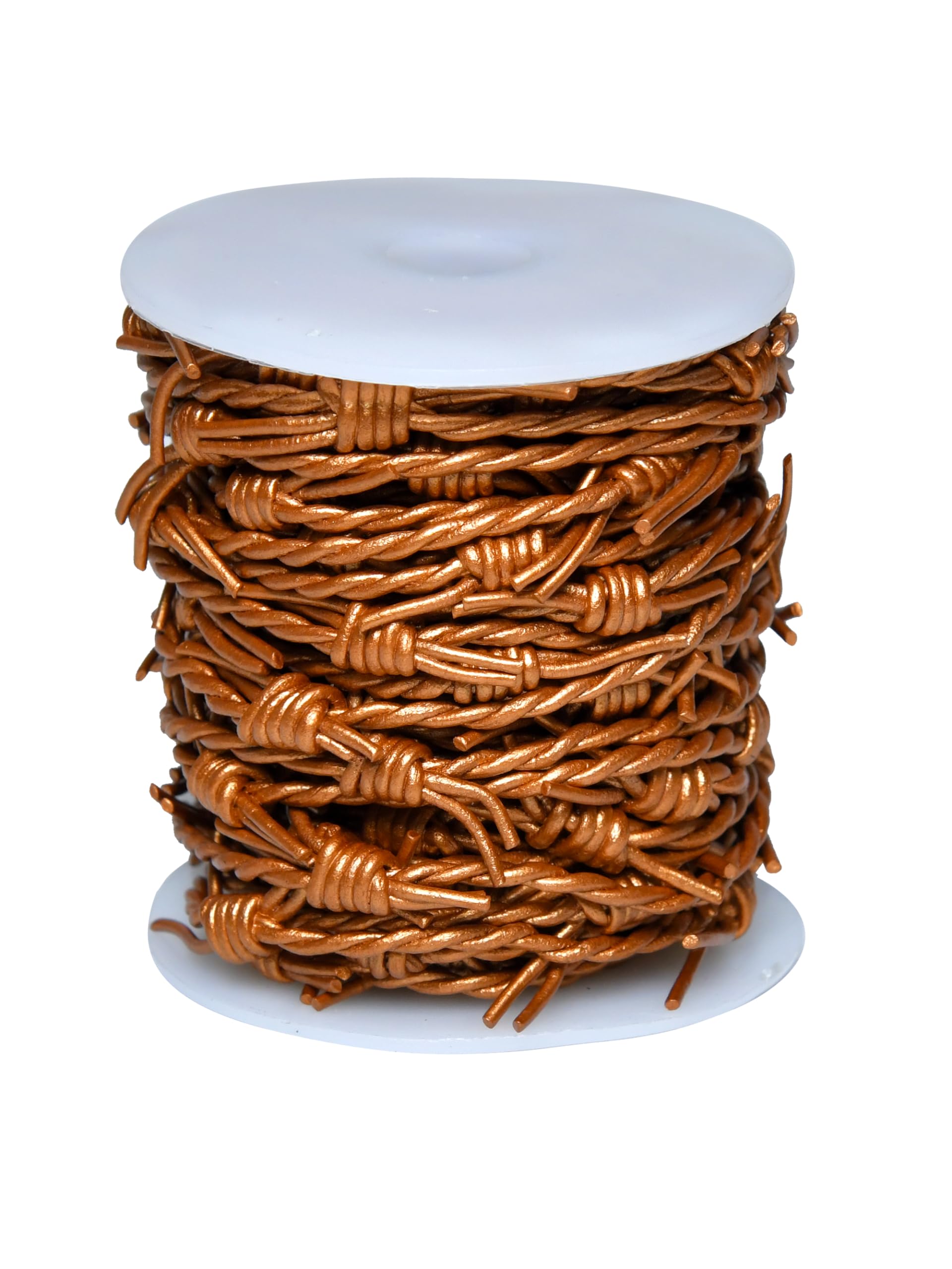 Artificial Barbed Wire Ribbon Trim Real Leather Cord for Party Home Decoration, Gift Boxes, DIY Crafts - 33 Feet Spool by Cords Essentials (Copper)