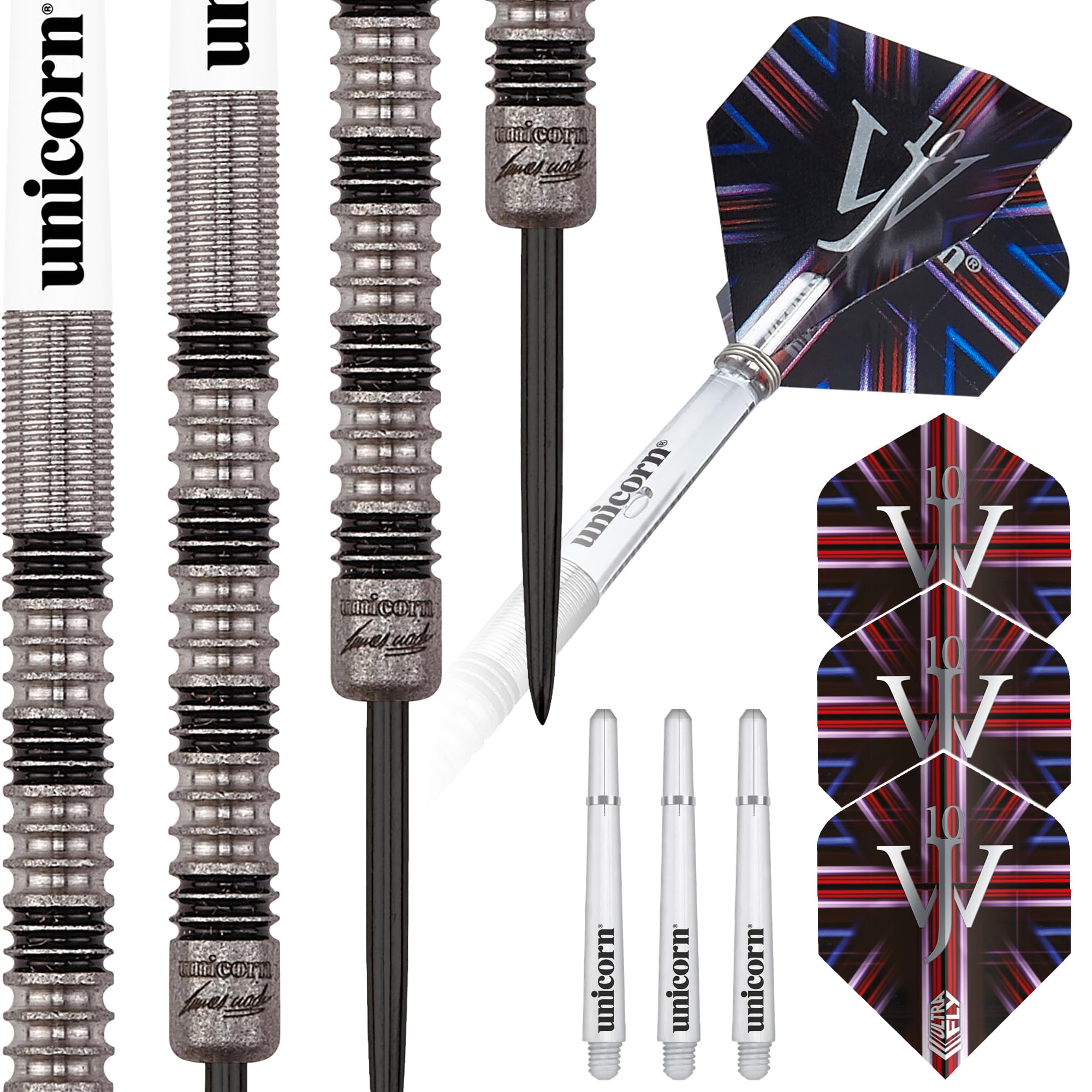 Unicorn Steel Tip Professional Darts Set | James 'The Machine' Wade Premier | 90% Natural Tungsten Barrels | 21 g