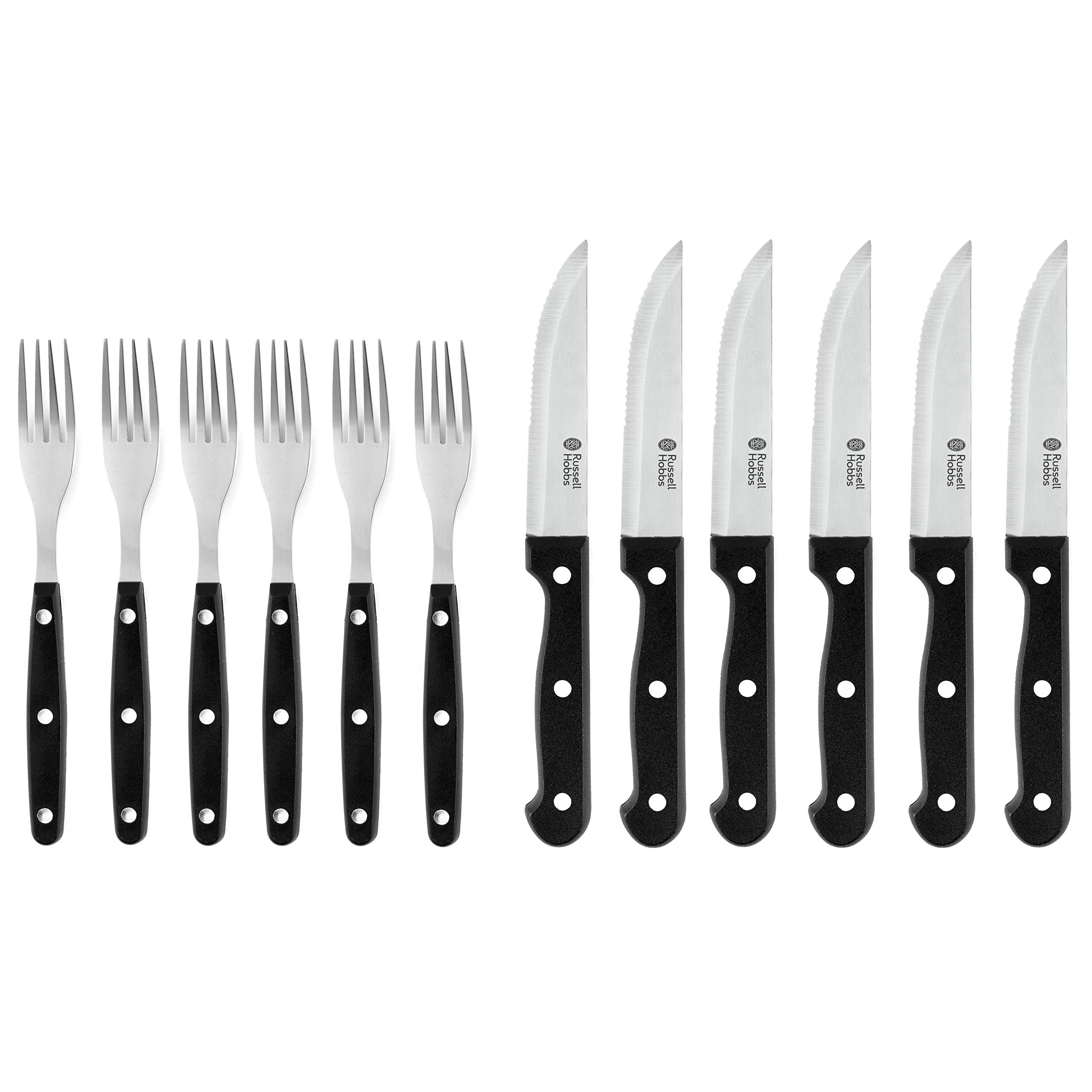 Russell HobbsSteak, 12 Piece Knife and Fork Set, Black