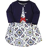 Touched by Nature Infant Toddler Girls Organic Cotton Dress and Cardigan, Rainbows Sunshine