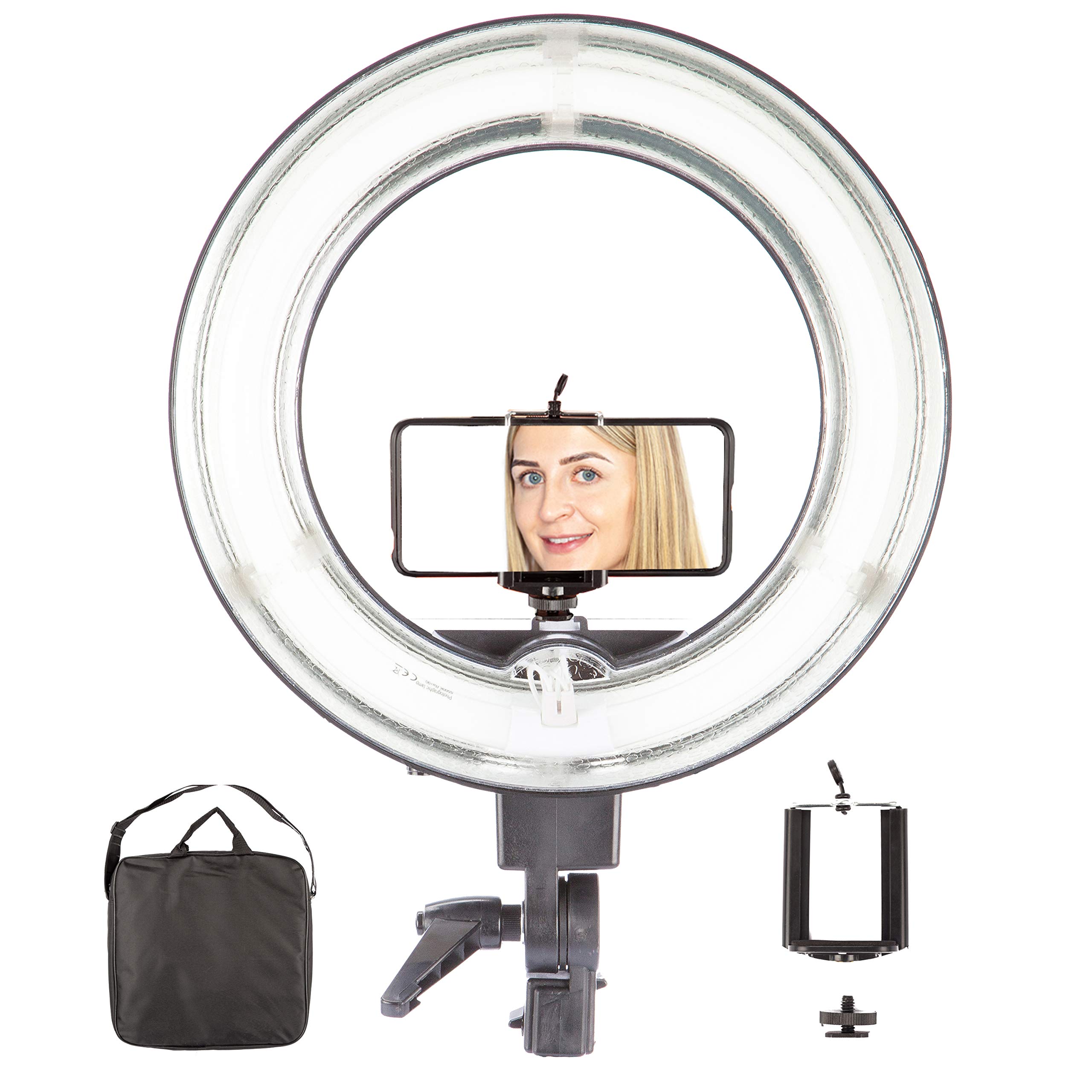 Ring Light 14inch Studio Fluorescent Photo Video Camera Smartphone 5500K 40w Portable Halo Dimmable Beauty Light, for Vlogging Make-Up Selfie Photography with Carry Bag