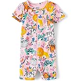 The Children's Place baby-girls And Toddler Snug Fit 100% Cotton Short Sleeve Zip-front One Piece Footless Pajama
