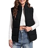 WHN Women's Puffer Vest Outerwear Lightweight Winter Warm Zip Up Stand Collar Sleeveless Padded Jacket with Pockets S-XL
