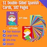 SpriteGru 51 Pcs Spanish Cognitive Flashcards 7 in 1 with 2 Rings view 2