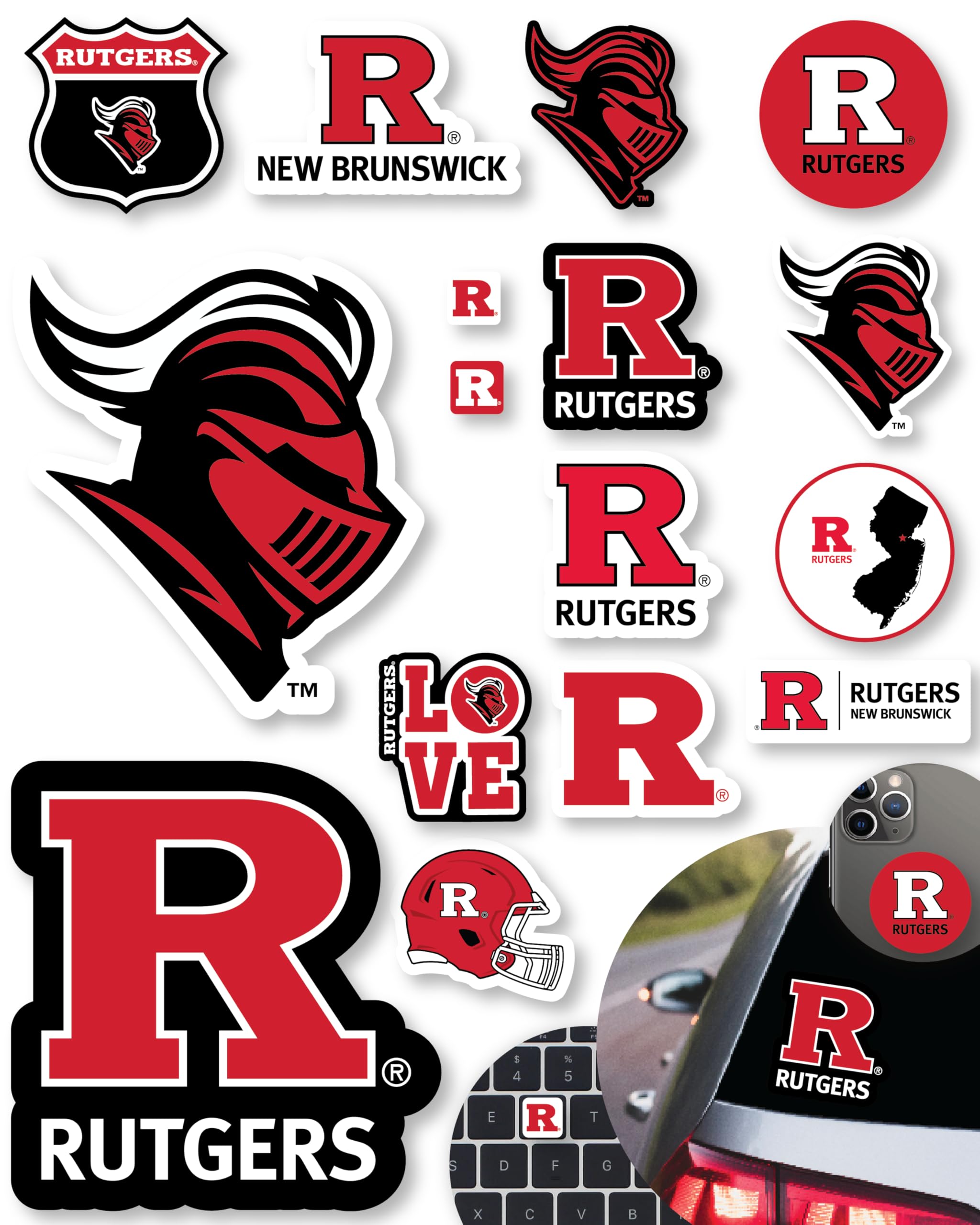 Rutgers Stickers for Gift, Car, Water