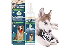 VICSOM No Chew Spray For Dogs, Bitter Apple Spray For Dogs Stop Chewing Furniture, Shoes, Prevent Licking Bandages, No Alcohol & Trace, Safe Dog Training & Behavior Aids Spray, 6.76 FL Oz, Indoor & Outdoor