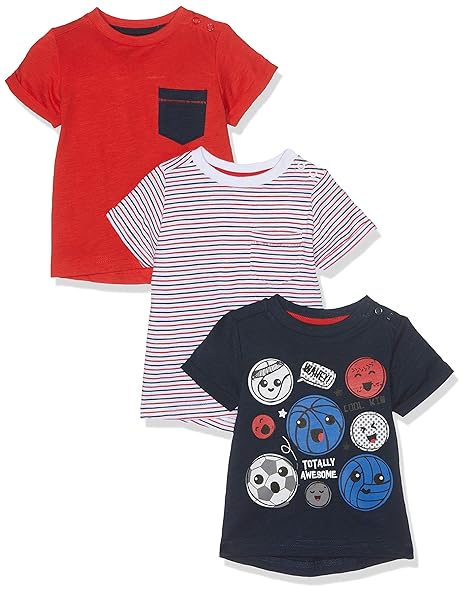 Baby Boys Striped Regular fit T-Shirt (Pack of 3)