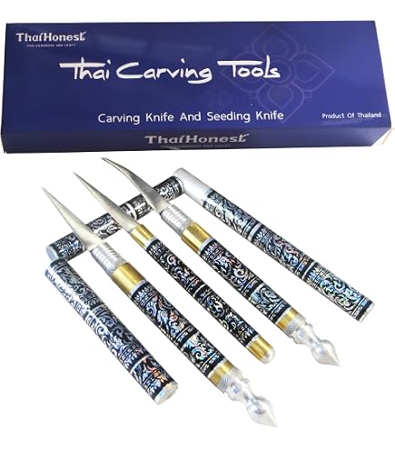 Handcrafted Tha Pattern Carvng Knfe Frut & Soap Tools Handmade