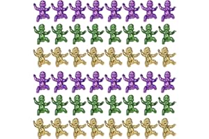 HACEOLHADA Mardi Gras King Cake Babies 1.2inch Mini Plastic Babies Metallic Gold Purple Green Mardi Gras Babies for King Cake Tiny Baby Figurines for Ice Cube Baby Shower Games Mardi Gras Cake Decorations (48)