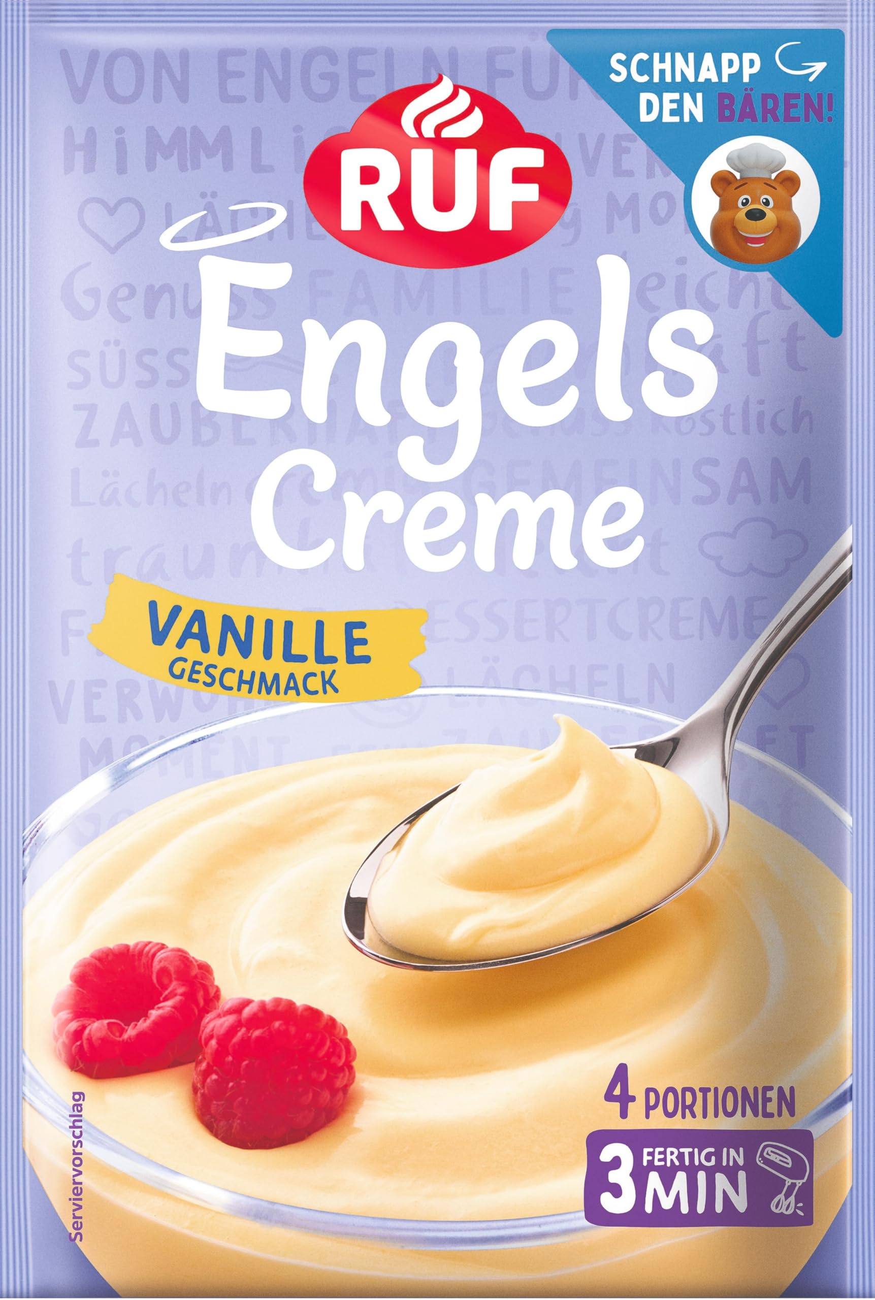 RUF Engels Creme Vanille, Dessertpulver für eine Dessertcreme mit klassischem Vanille-Geschmack, 4 Portionen