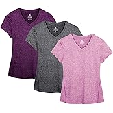 icyzone Workout Shirts Yoga Tops Activewear V-Neck T-Shirts for Women Running Fitness Sports Short Sleeve Tees