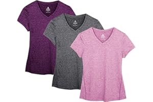 icyzone Workout Shirts Yoga Tops Activewear V-Neck T-Shirts for Women Running Fitness Sports Short Sleeve Tees