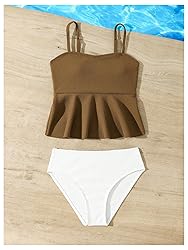 SHENHE Girl's 2 Piece High Waisted Ruffle Waffle