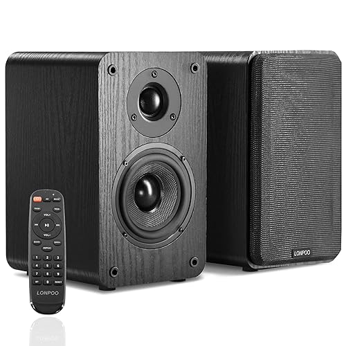 LONPOO Powered Bookshelf Speaker, Active Near Field Monitor with