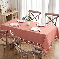 MIULEE Pink Polyester Linen Rectangle Tablecloth