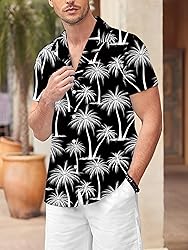 LuckLemocor Mens Hawaiian Shirt Tropical Button Up