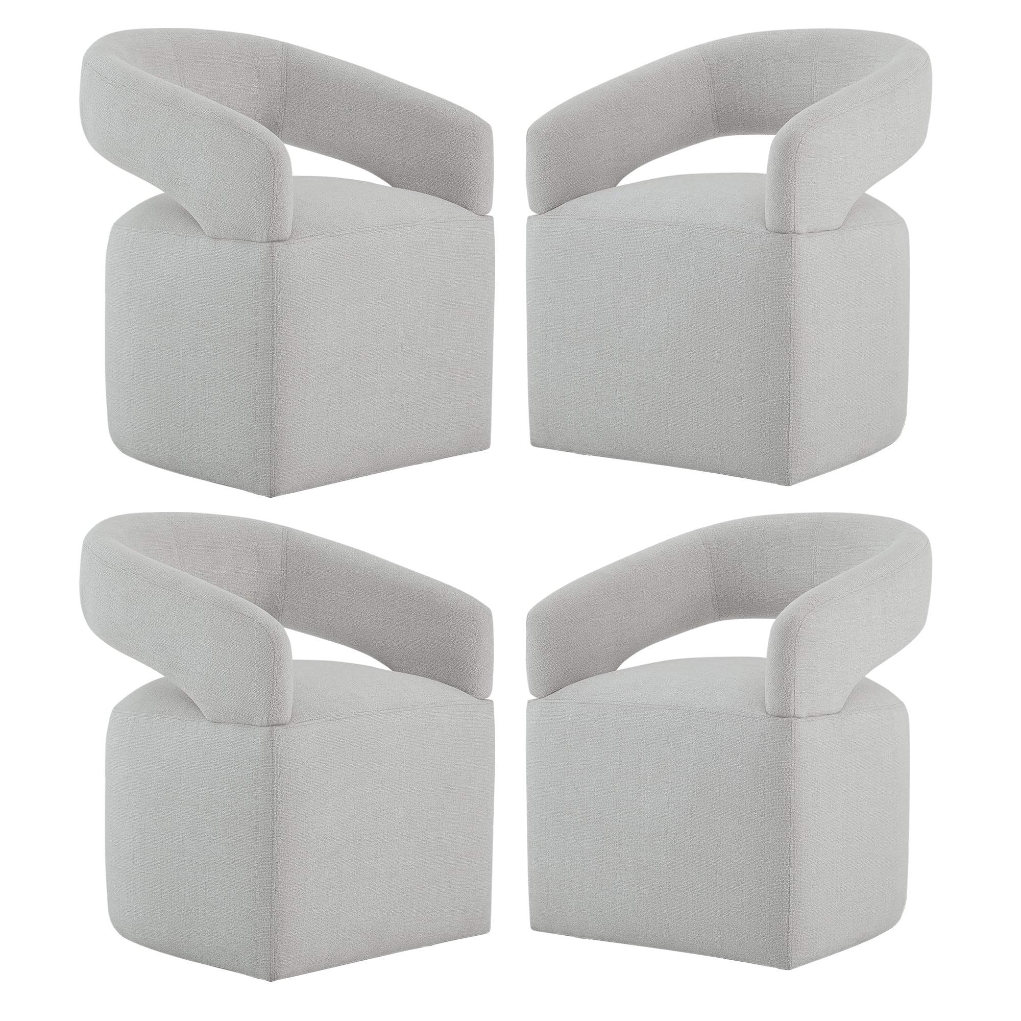 Photo 1 of *** ONE CHAIR ONLY ***KISLOT Upholstered Dining Chairs with Casters Modern Barrel Side Armchair with Rollers for Diningroom Bedroom Livingroom Reading Room,Gray,4PCS