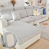 Disayu Sofa Covers Couch Covers for Sofa Pet Friendly Couch Cushion Covers Universal Sofa Covers Washable Stretch Slipcovers for Sectional Sofa (Texture Light Gray,Large Single Seat Cover)