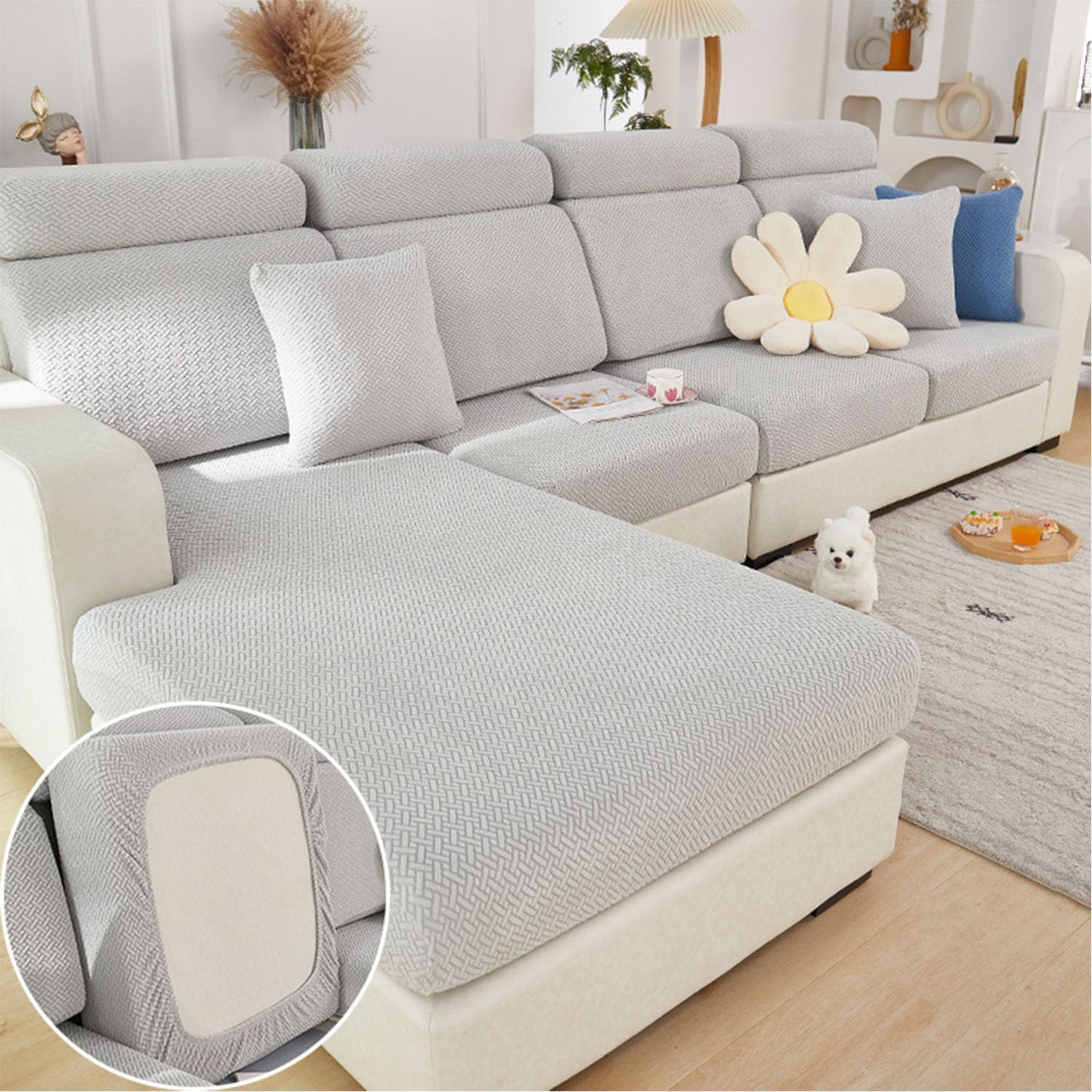 Photo 1 of Disayu Magic Sofa Covers Couch Covers 2024 New Couch Cushion Covers Universal Sofa Covers Washable Stretch Slipcovers for Sectional Sofa (Texture Light Gray,Large Single Seat Cover)