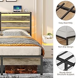 Rolanstar Bed Frame King Size with USB Charging