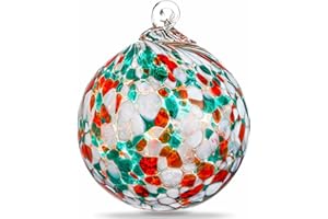 KRISININE 4" Blown Christmas Balls Hanging Glass Gazing Ball for Christmas Garden Patio Window Decoration Gifts for Xmas