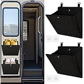 PUGPIU RV Camper Shoe Storage 2 Pack - Foldable Wall Mounted Shoe Rack Organizer - Self-Adhesive Rv Shoe Holder - Space Saving for Camper Essential Home Travel with Deep Pocket Fit 1 Pair Shoes, Black