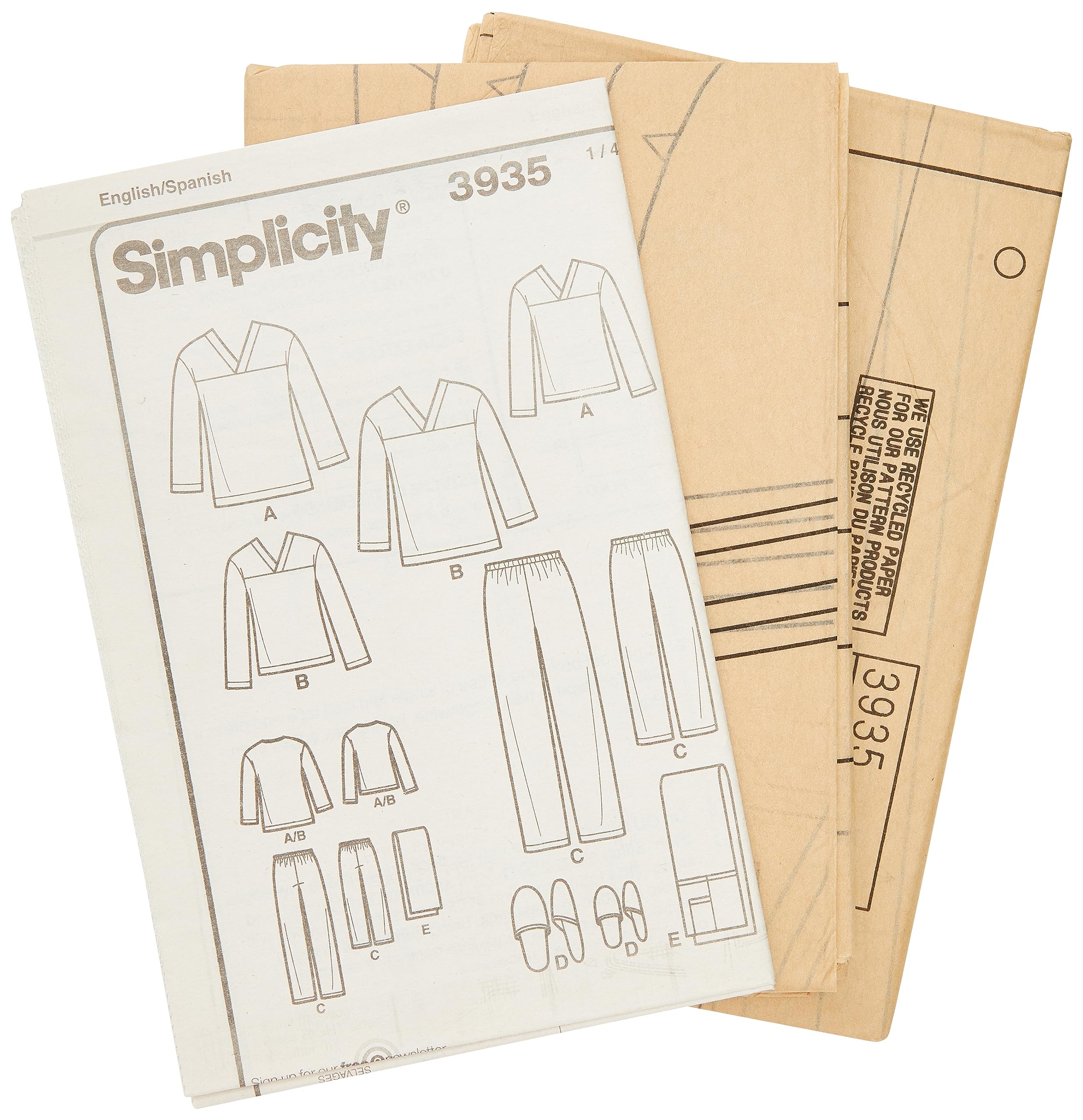 Simplicity Sewing Pattern 3935 Miss/Men/Child Sleepwear, A (XS-L/XS-XL)
