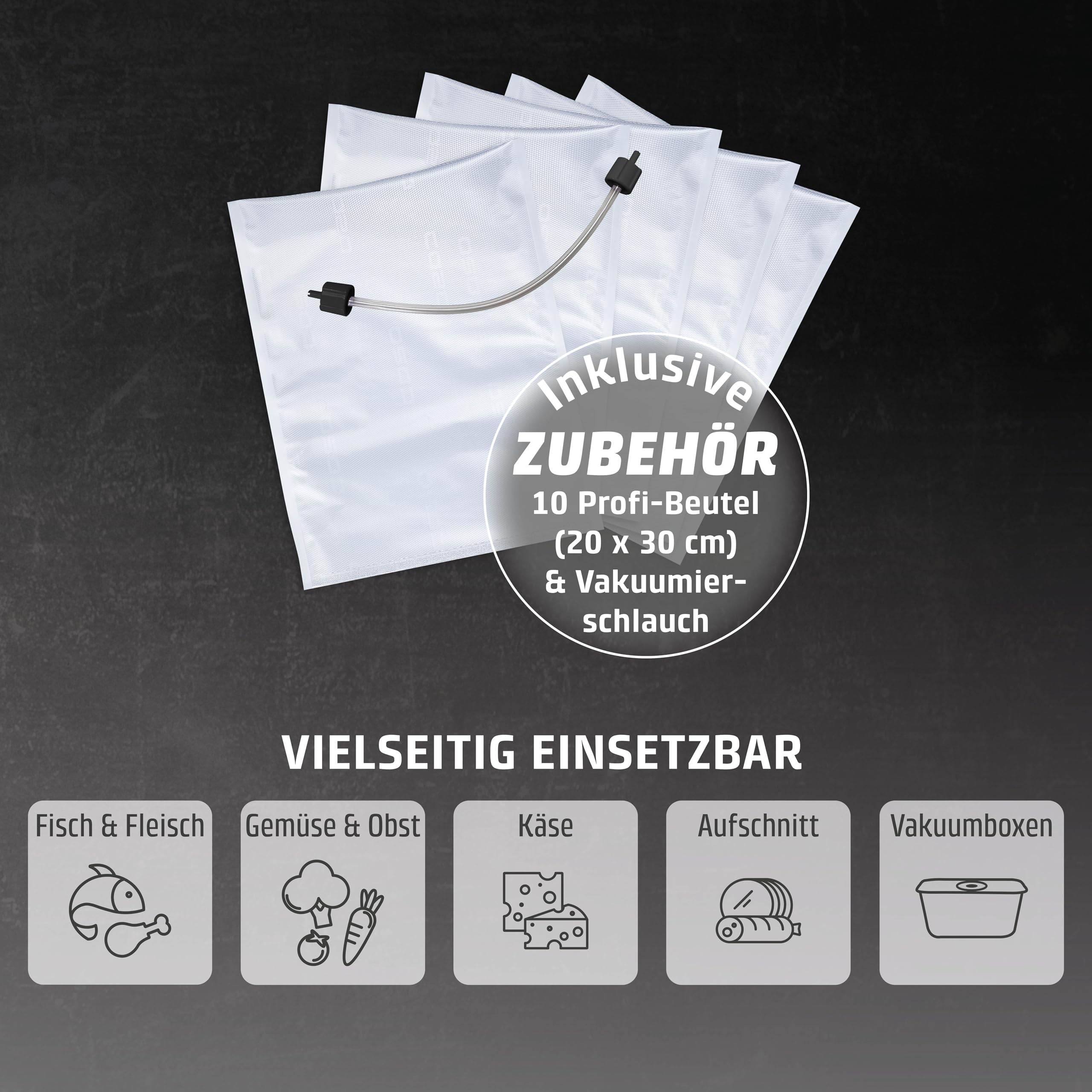 CASO VC10 Vakuumierer - Vakuumiergerät,Testurteil Sehr Gut, Lebensmittel bis zu 8x länger frisch, 30cm lange & stabile Schweißnaht, inkl. 10 Profi-Folienbeutel 6