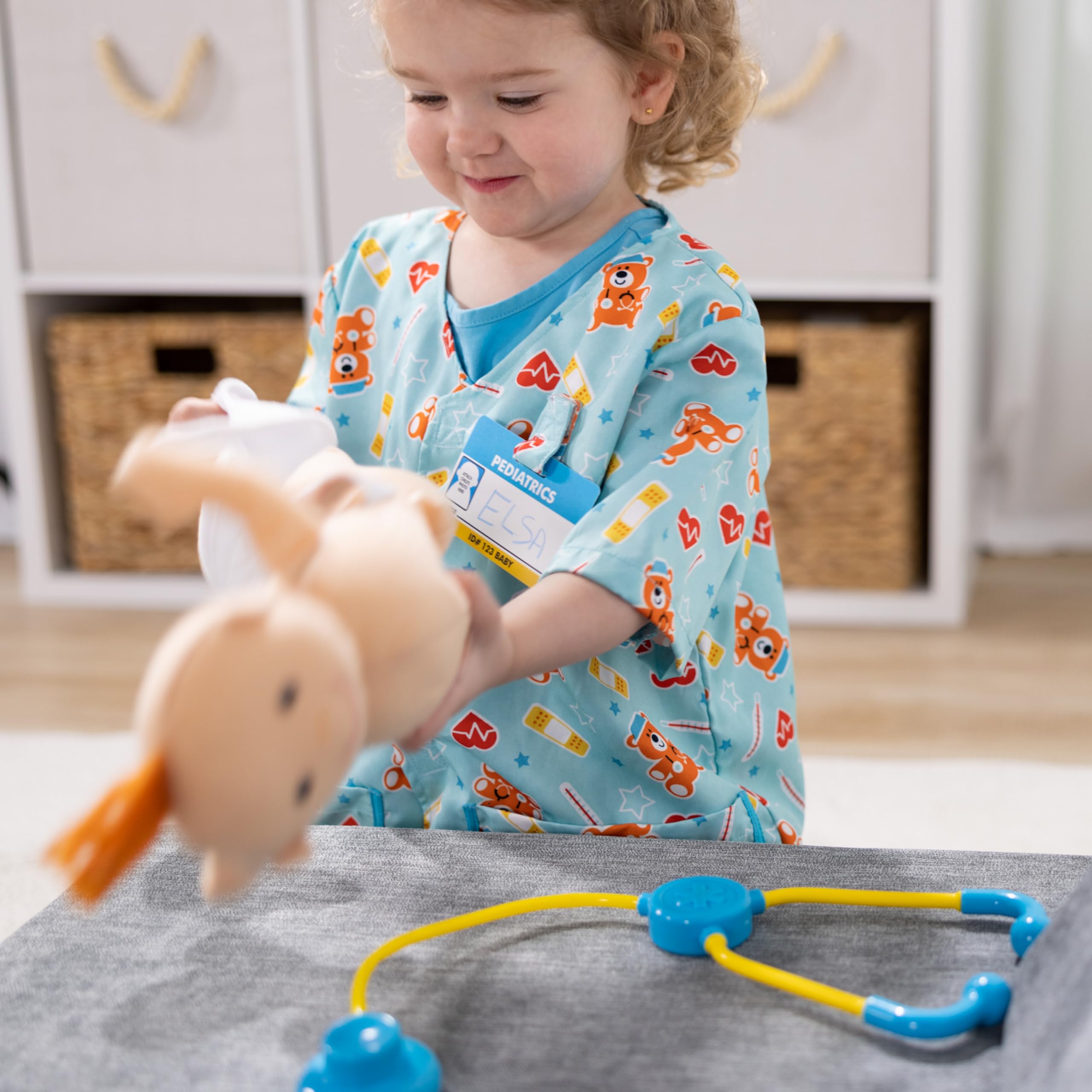 Melissa & Doug Pediatric Nurse Role Play Costume Set (8 pcs) - Includes Baby Doll, Stethoscope