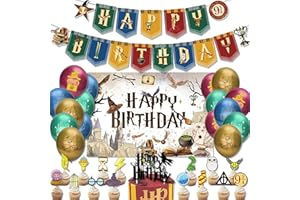 Magic Wizard Party Potters Birthday Decorations, Include Cupcake Toppers, Balloons, Banner, Harry Style Magic Birthday Decor 
